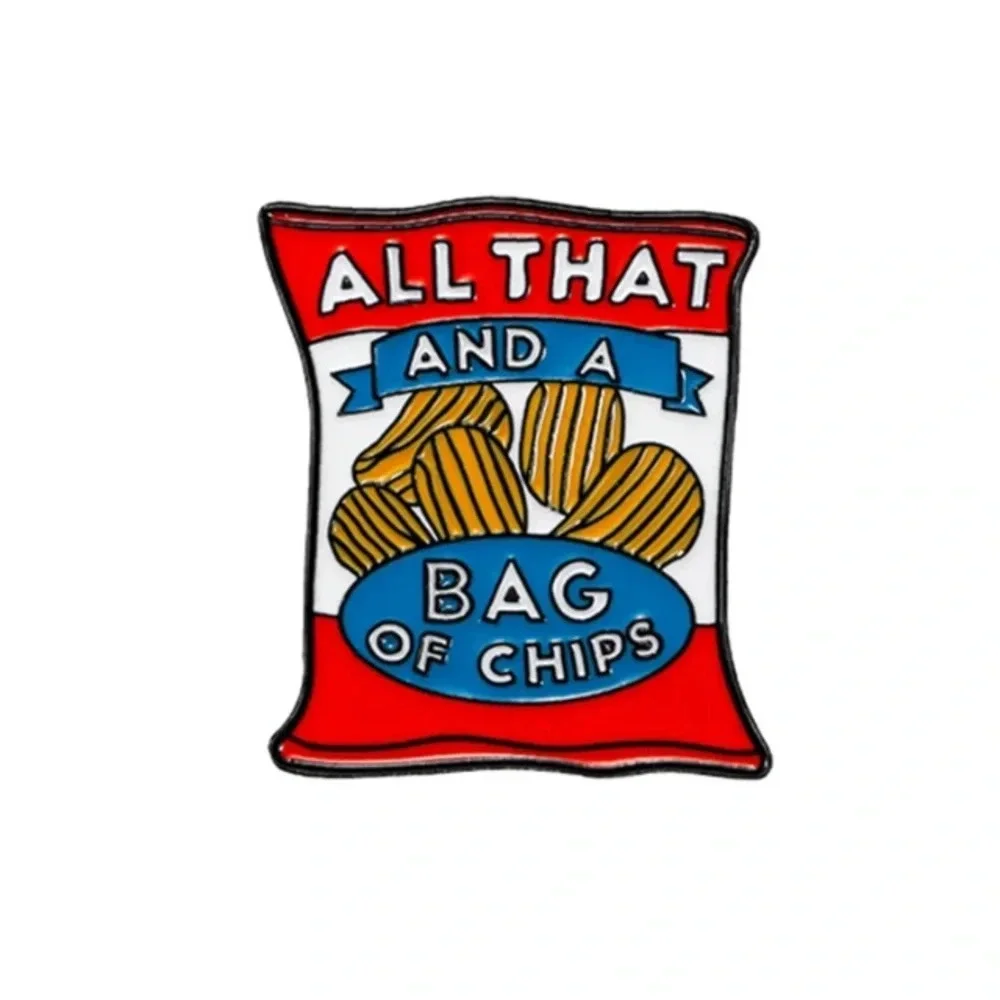 Red white blue All That bag of chips enamel pin backpack clothes bag hat denim